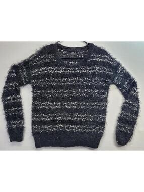 Apt 9 Sequin Sweater Women's Size Small Black Long Sleeve Soft Cozy Warm Shiny